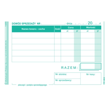 Dowód sprzedaży - Paragon A7 260-9